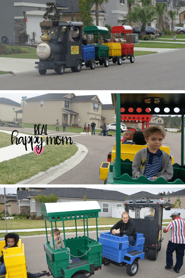 thomas the train theme birthday party with trackless train in jacksonville florida